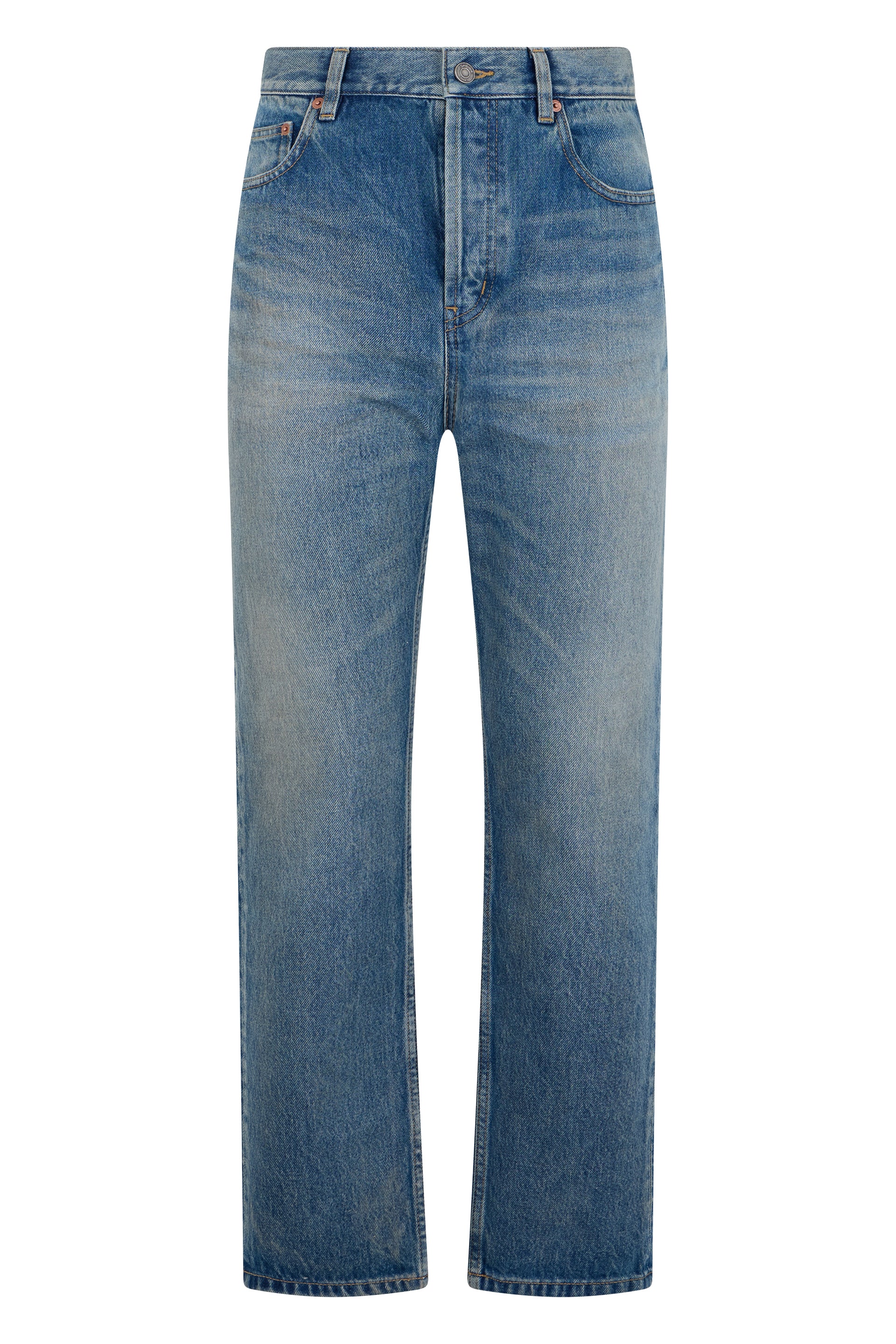 Cropped Cotton Denim Jeans — Blue