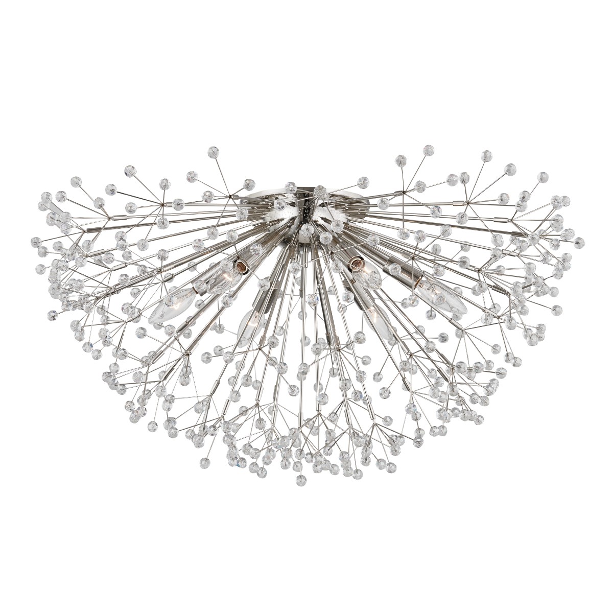 Polished Nickel Six Light Semi Flush Mount from the Dunkirk Collection