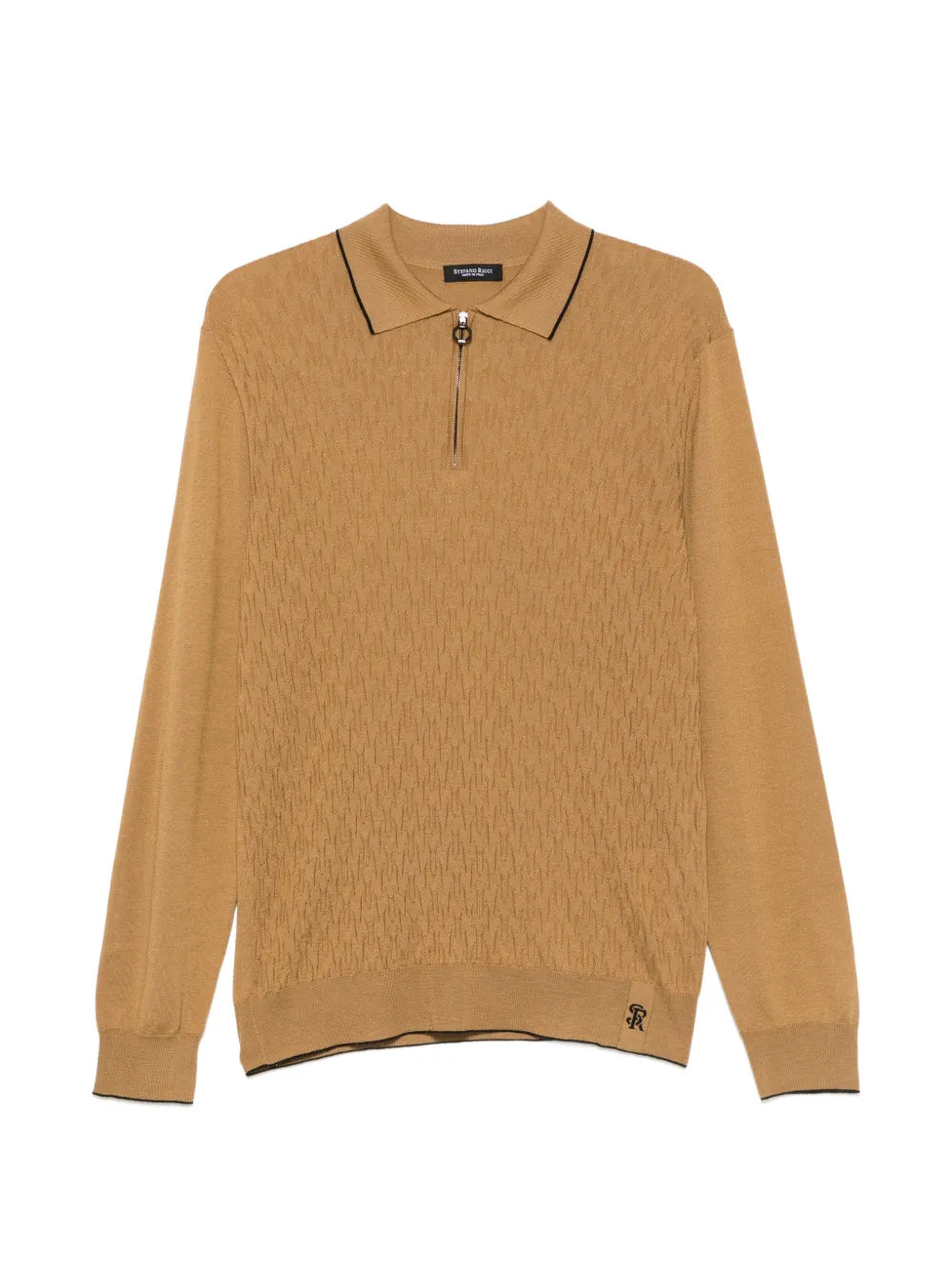 Quarter-Zip Polo Shirt — Camel