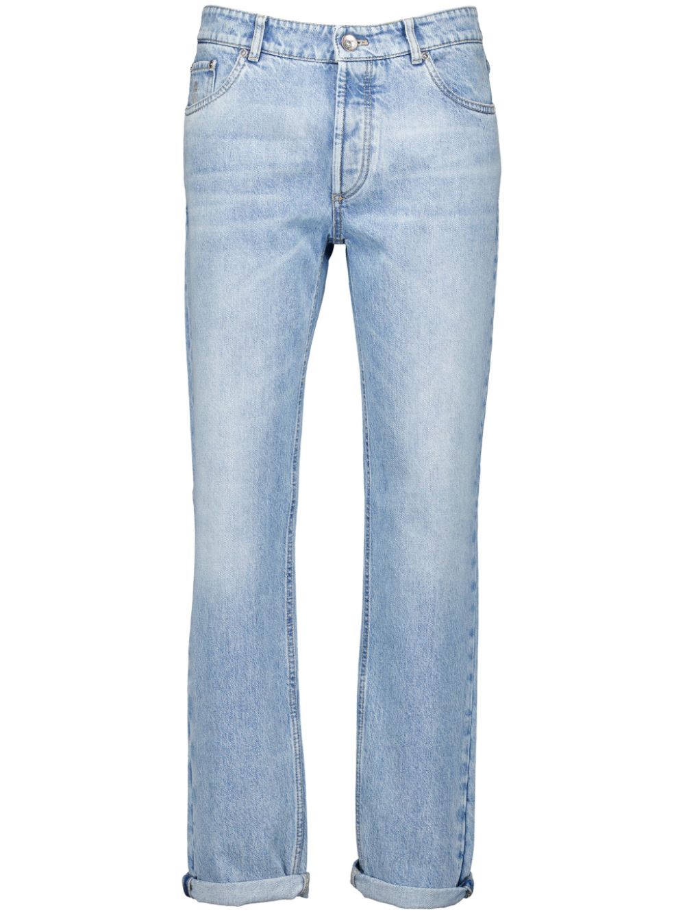 Logo-stitched tapered jeans - Blue
