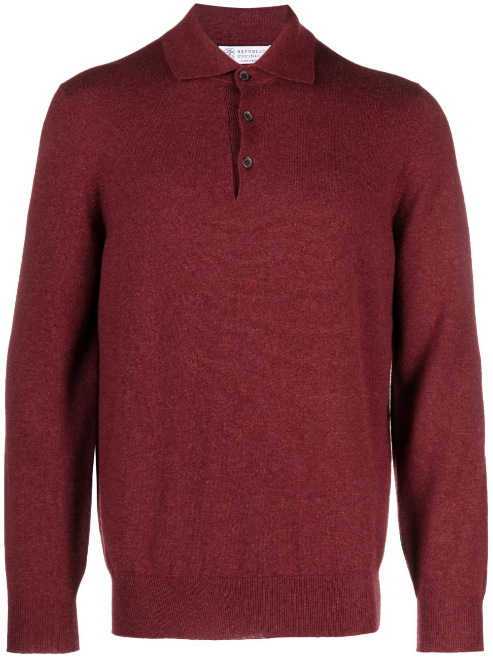 Button-up cashmere polo shirt - Red