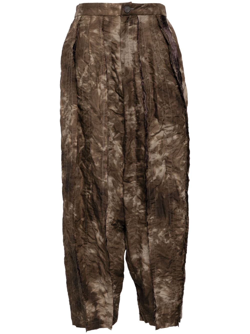Patchwork dyed pants - Brown