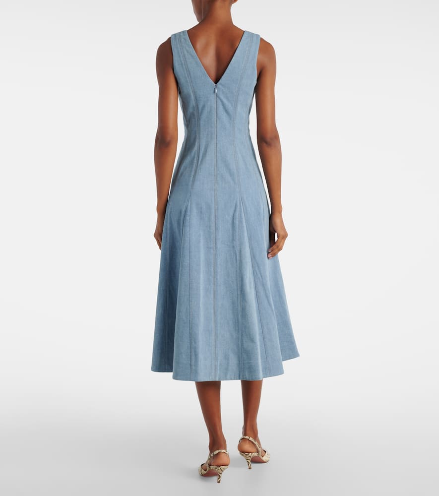 Lou pleated denim midi dress