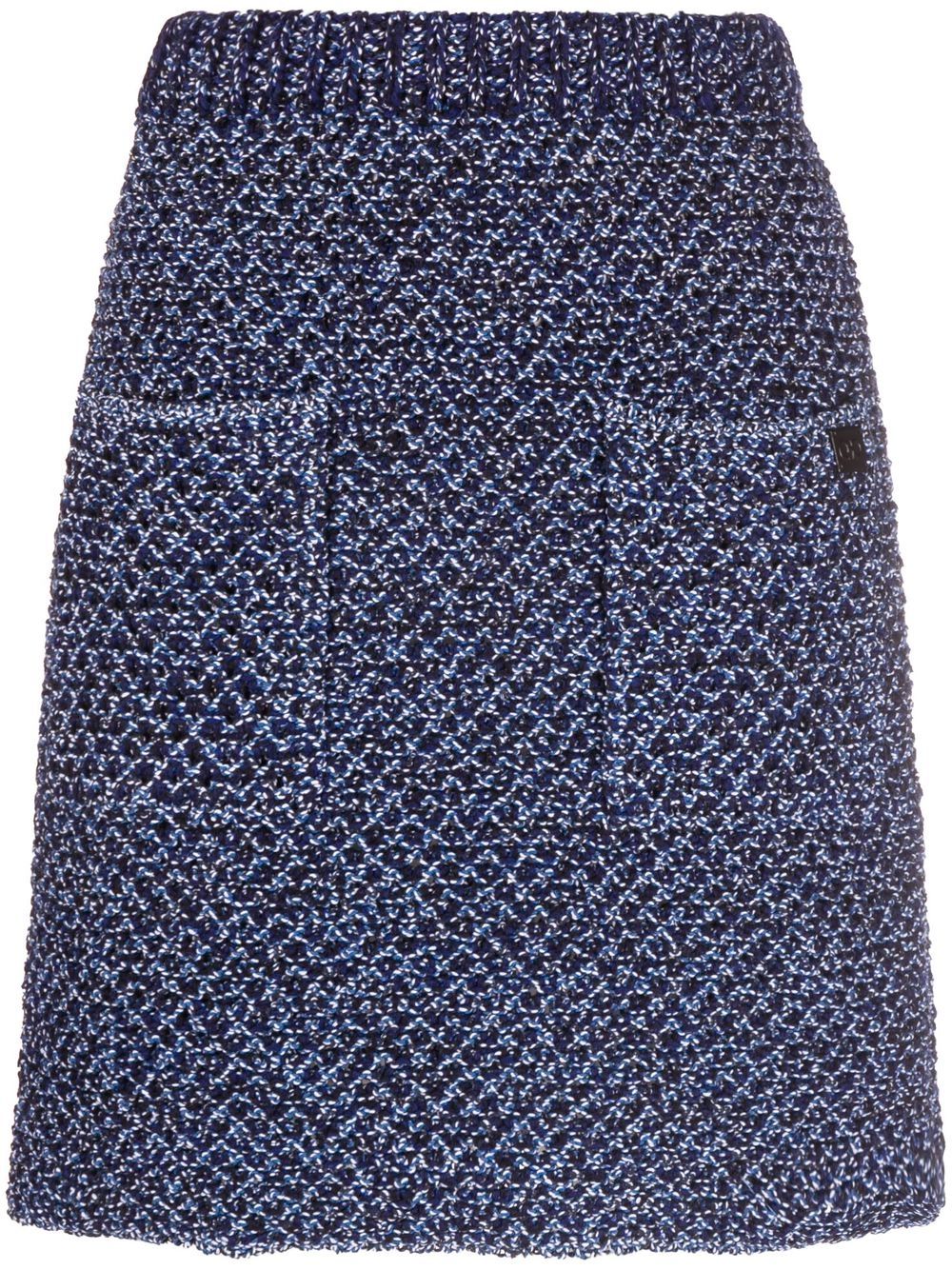 High-waisted tweed miniskirt - Blue