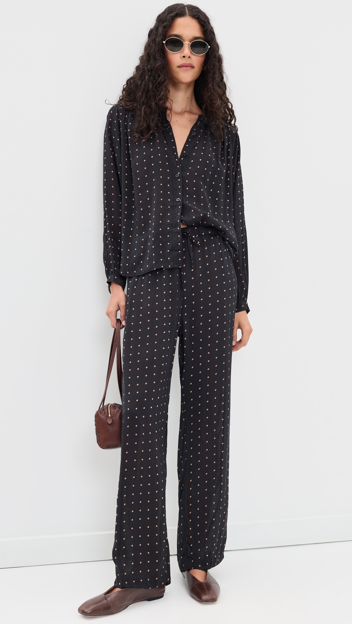 Jamie Pants Petite Polka Dot Black & Tan
