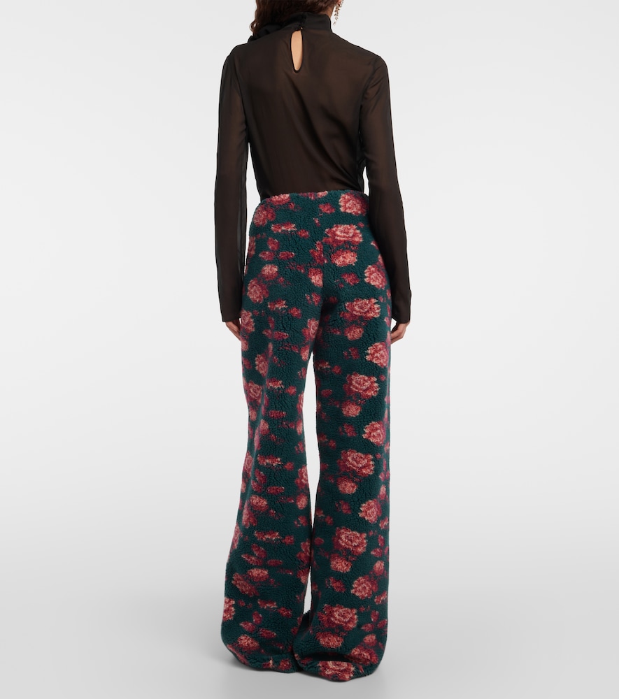 High-rise floral teddy straight pants