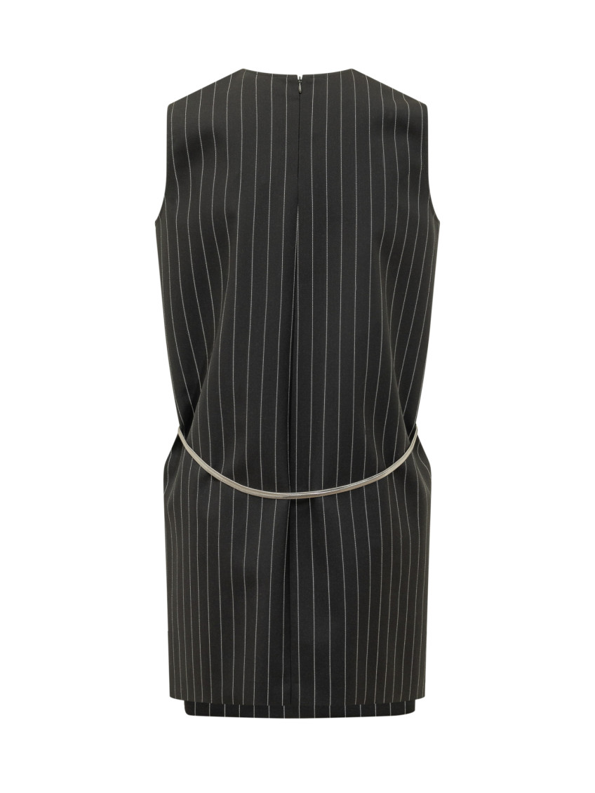Black Stripes Round Neck Mini Dress
