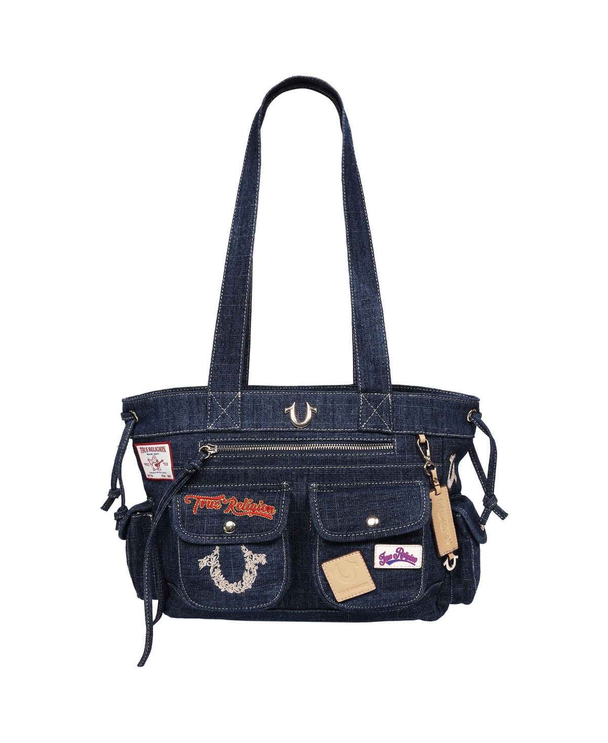 Multi-Patch Denim Tote - Dark denim