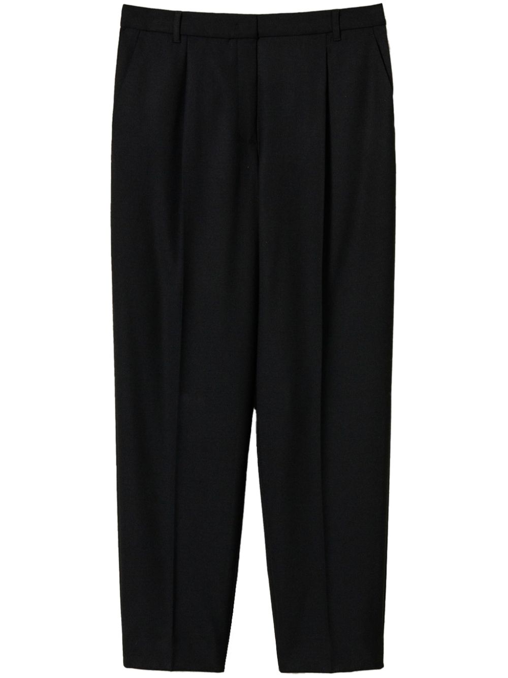 Pleat-detail straight-leg trousers - Black