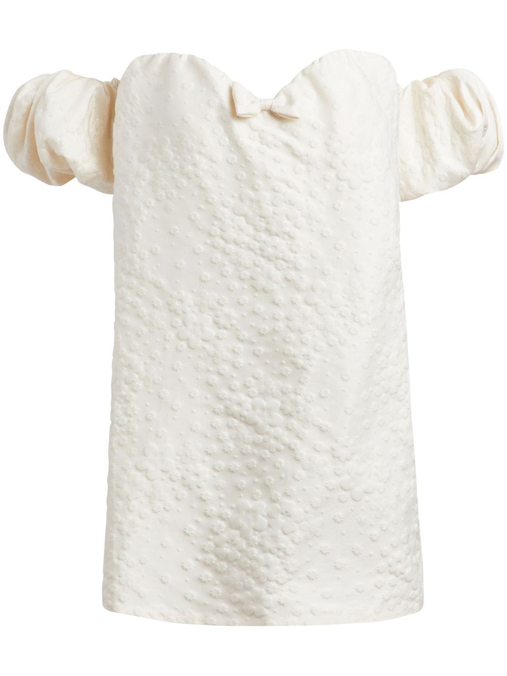 Brigitte brocade-effect silk dress - White
