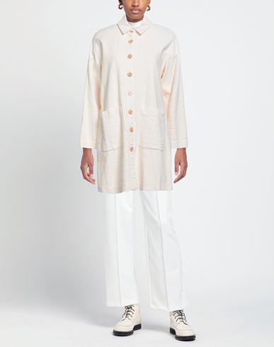 Woman Overcoat & Trench Coat Cream Size 6 Cotton, Elastane