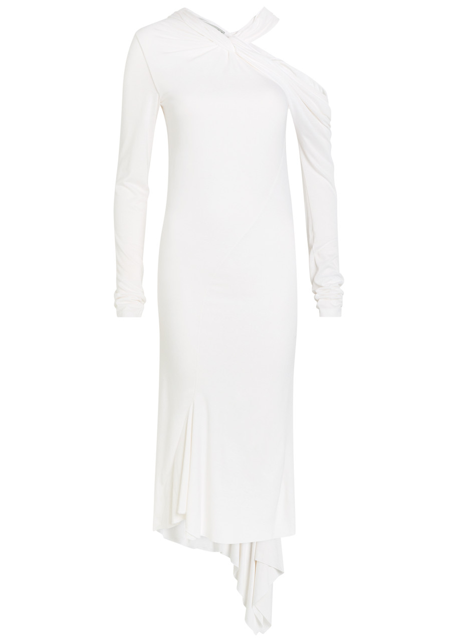 Asymmetric Jersey Midi Dress