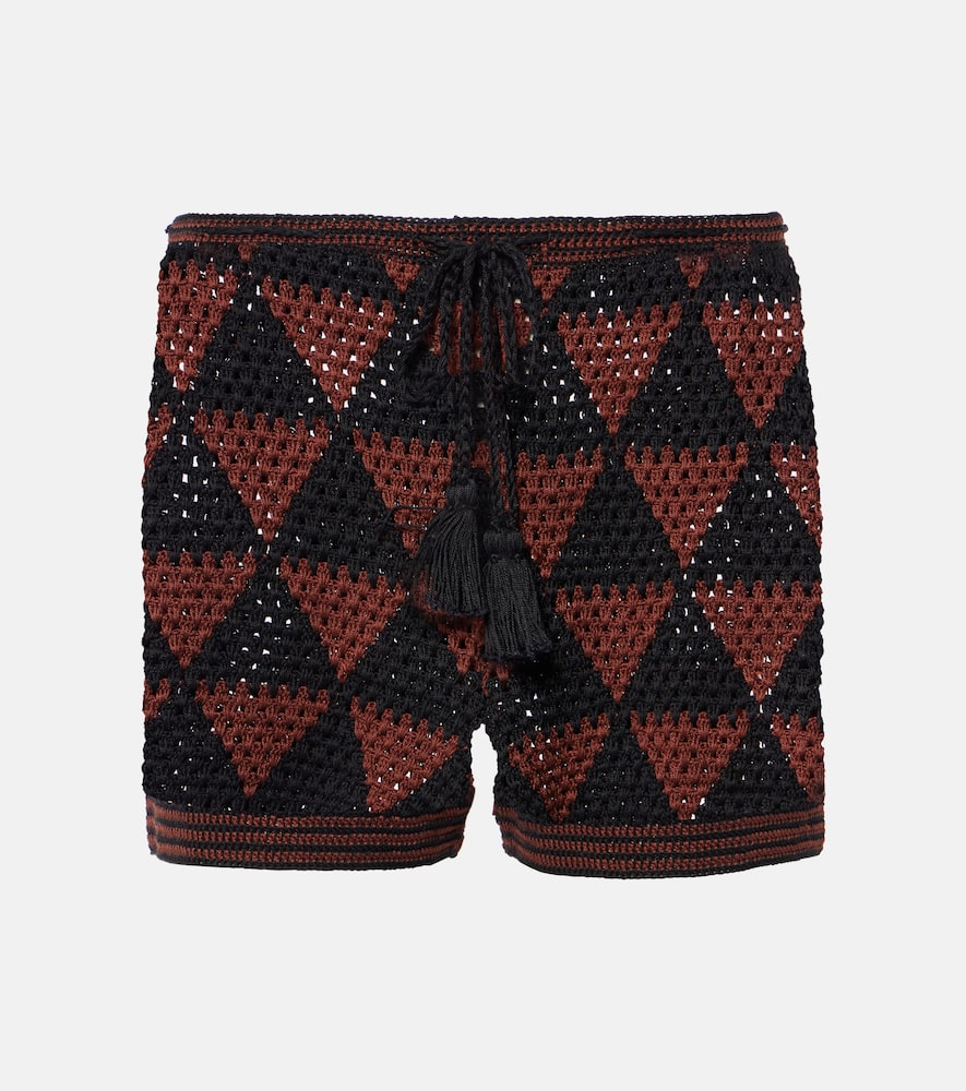 Malia crochet high-rise cotton shorts