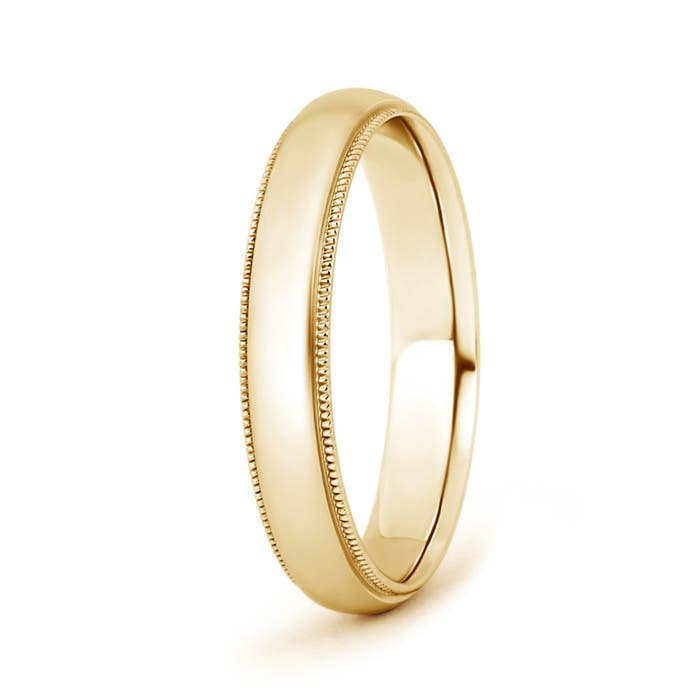 Angara Low Dome Comfort Fit Milgrain Wedding Band for Him in 18K Yellow Gold