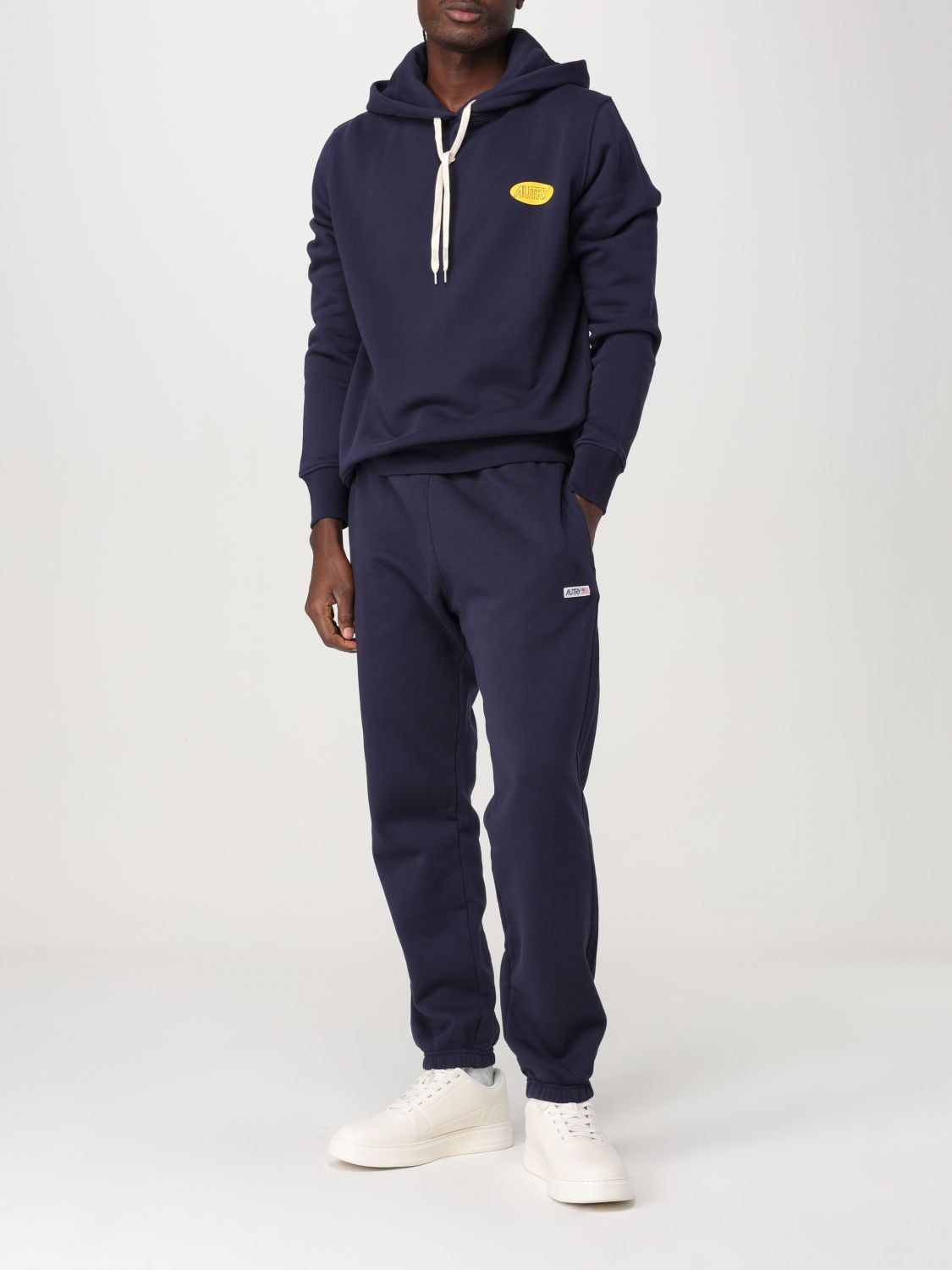 Logo-print cotton hoodie - Blue