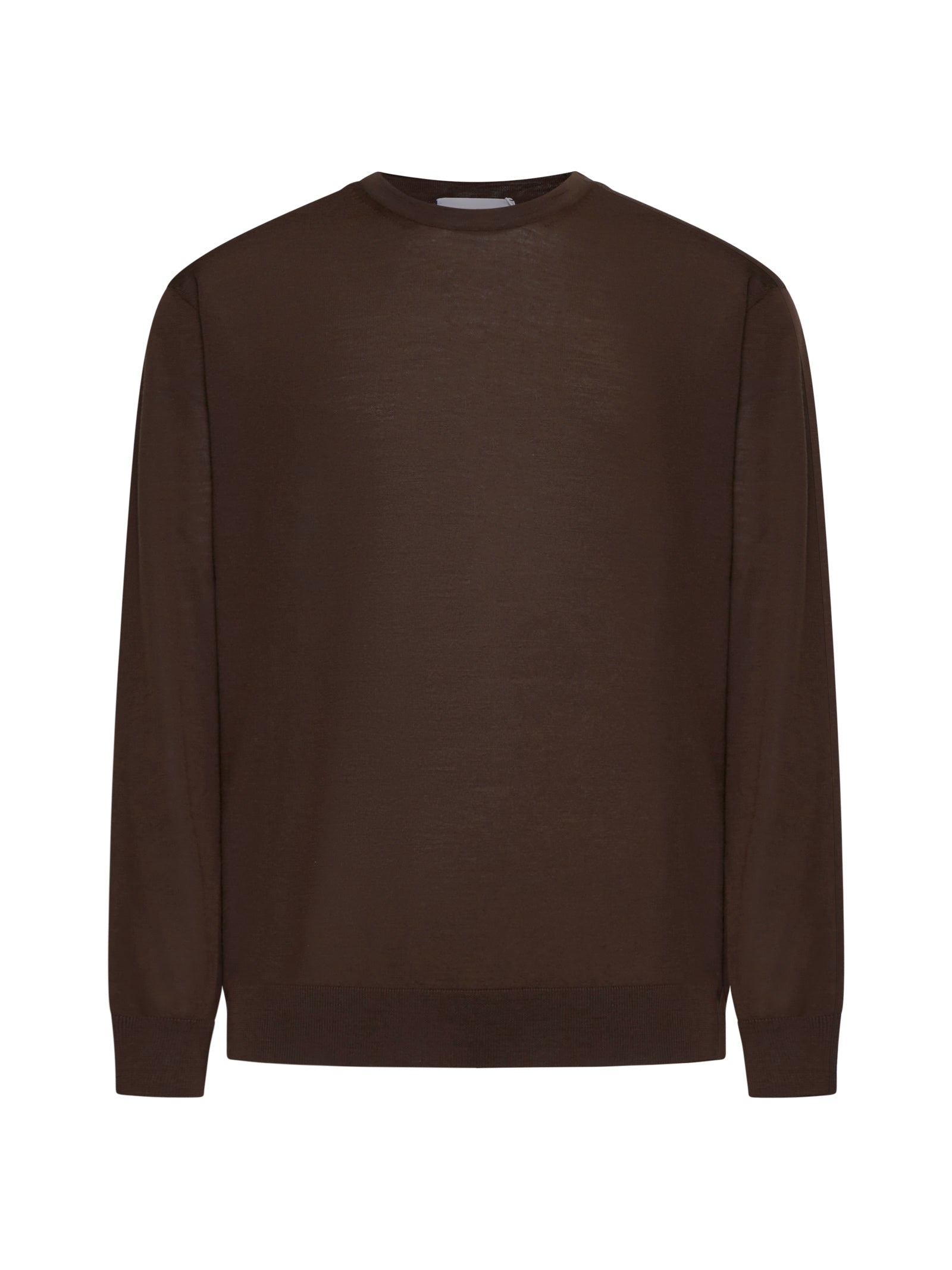 Virgin Wool Crewneck Sweater — Brown