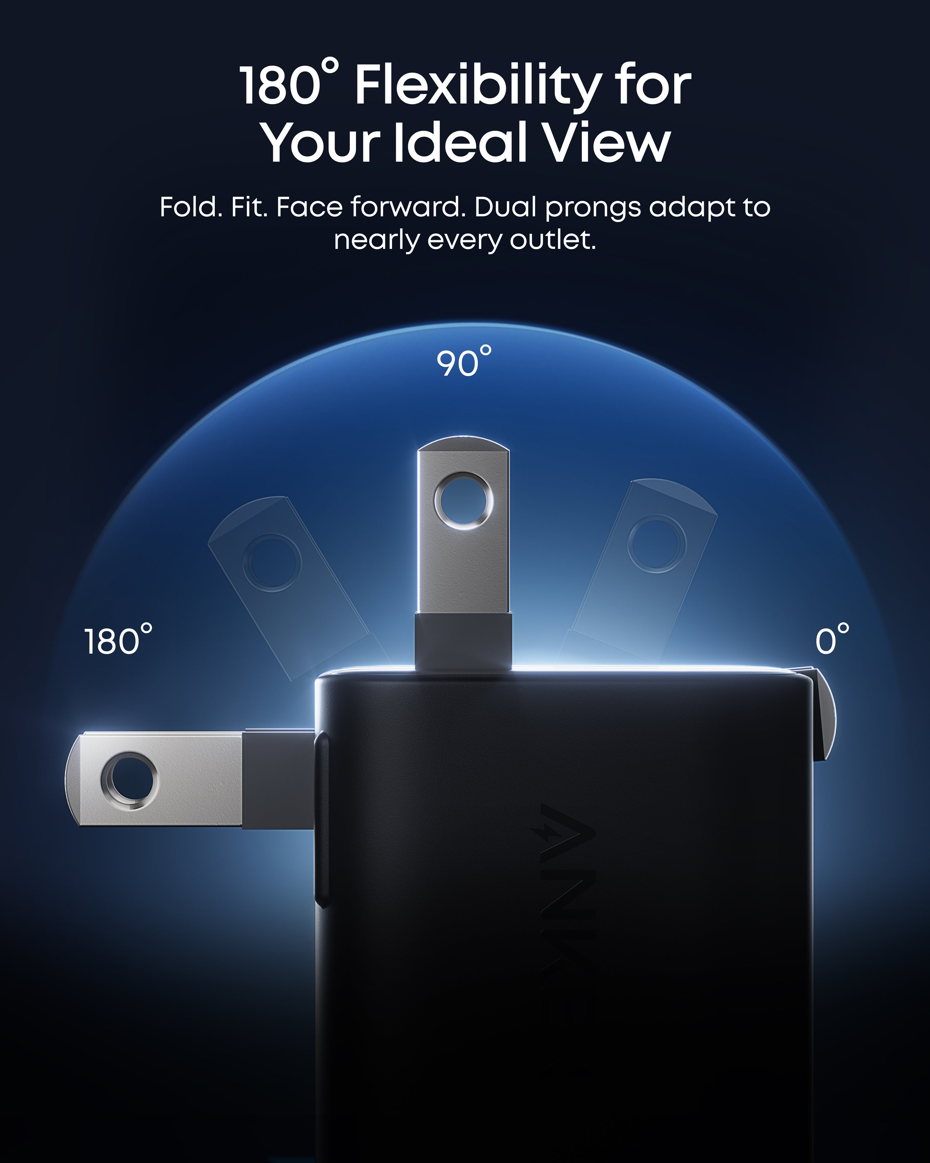 Nano Charger (45W, Smart Display, 180° Foldable) and USB-C to USB-C Cable