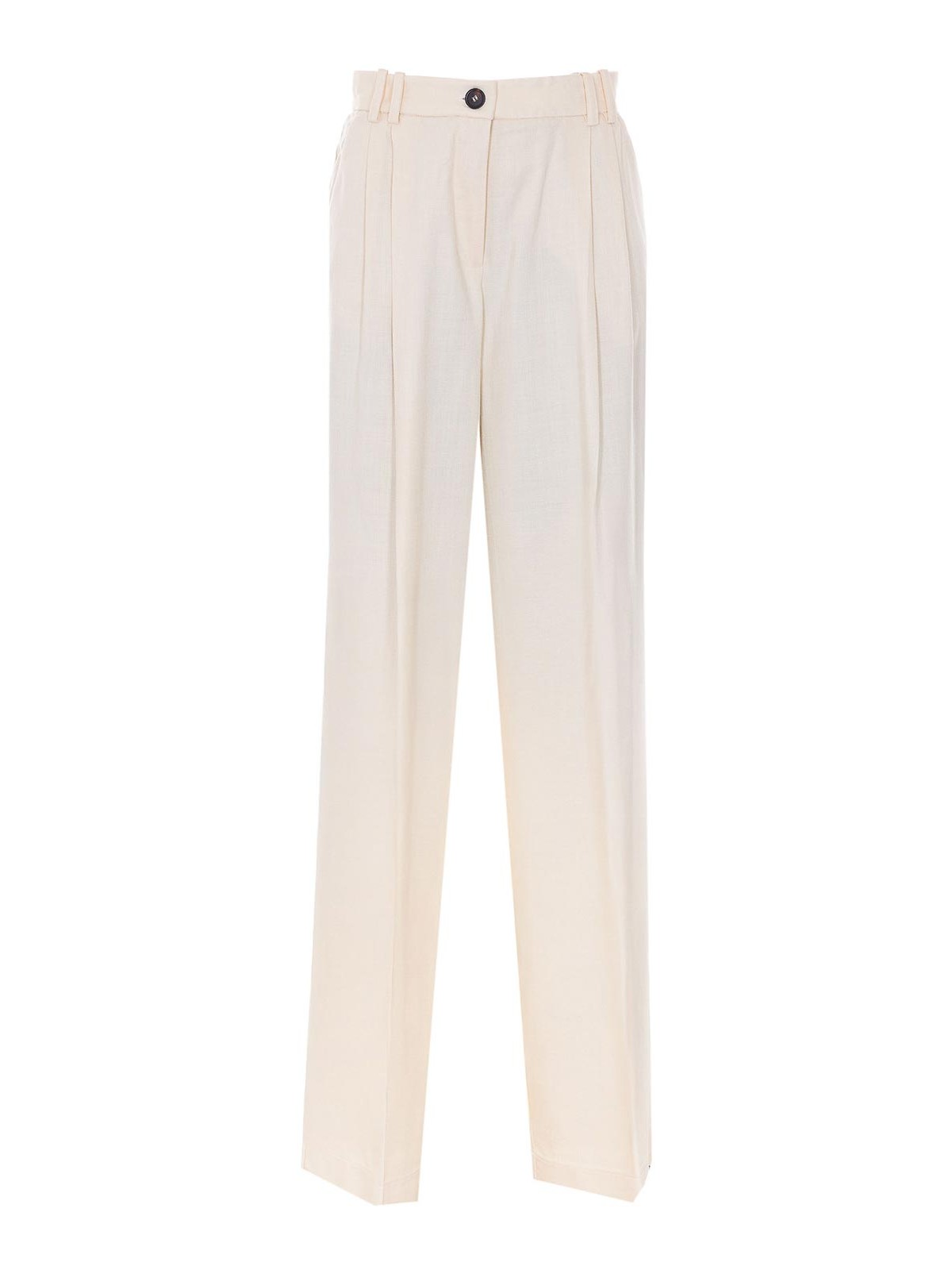 Straight-cut trousers with pressed pleat detail - 40