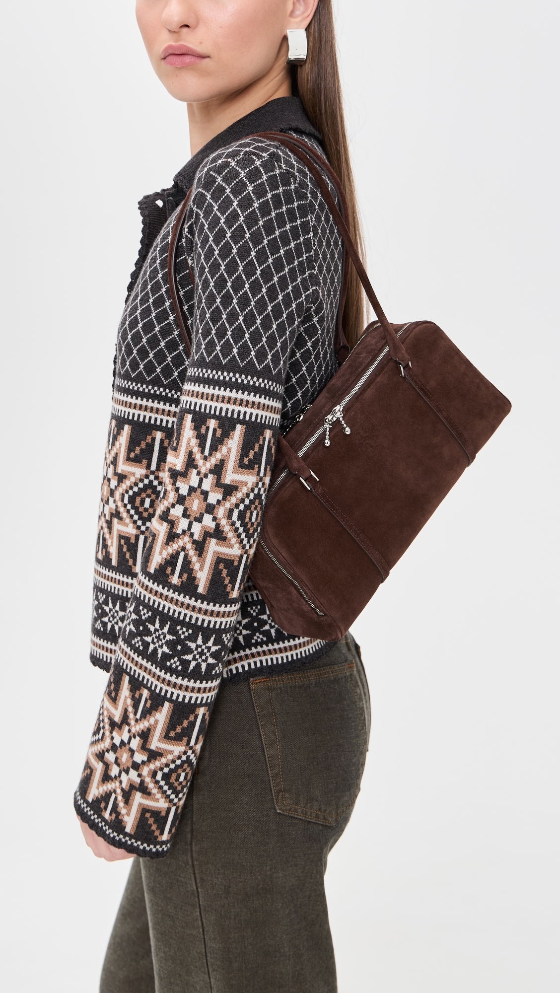Marshmallow Suede Small Satchel Dark Cocoa One Size