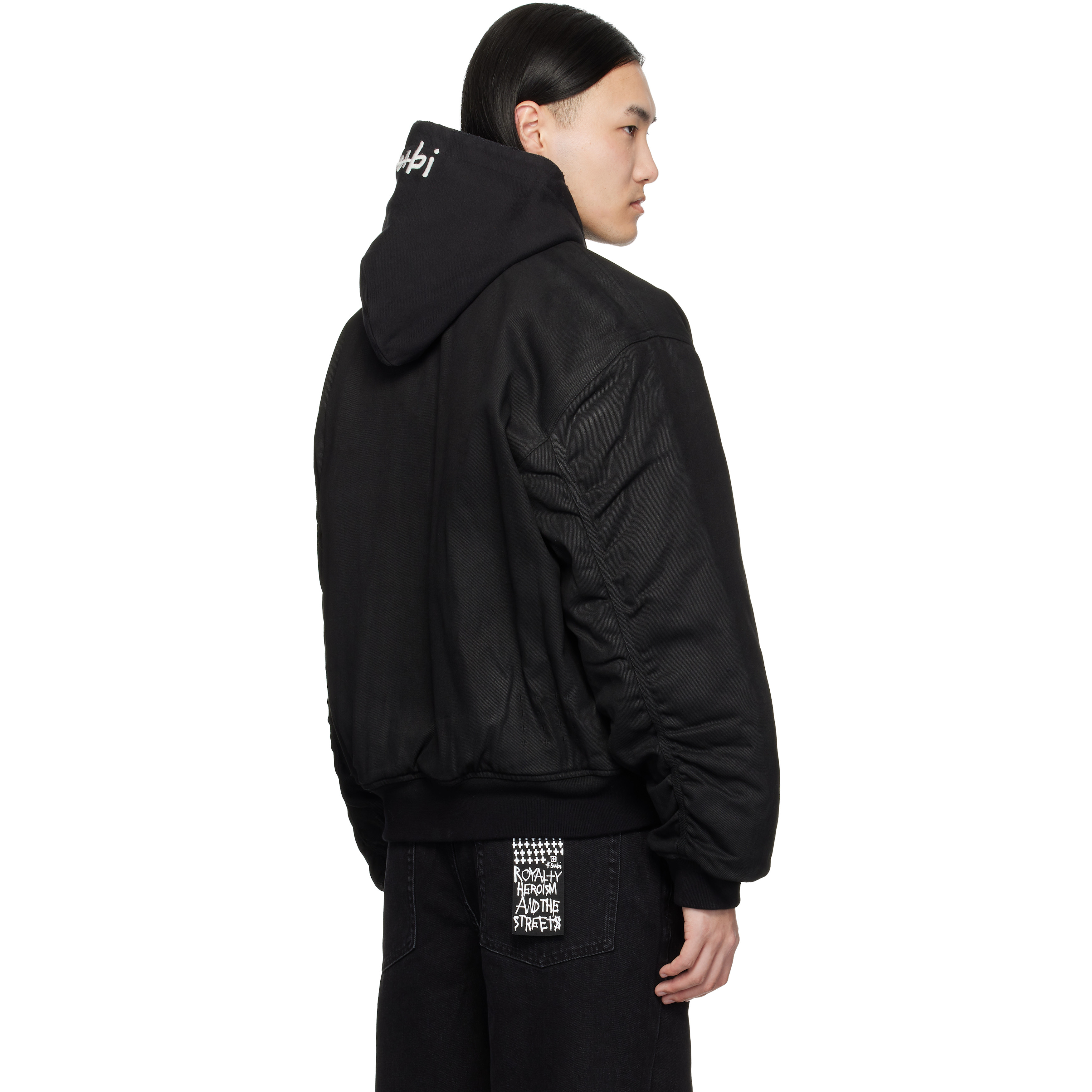Black Sin City Plated Waxed Jacket