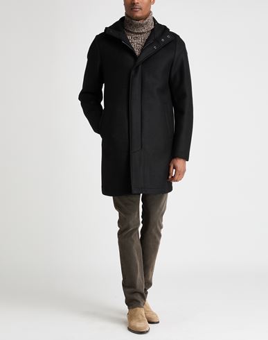 Man Coat Black Size 40 Polyester, Acrylic, Virgin Wool, Elastane