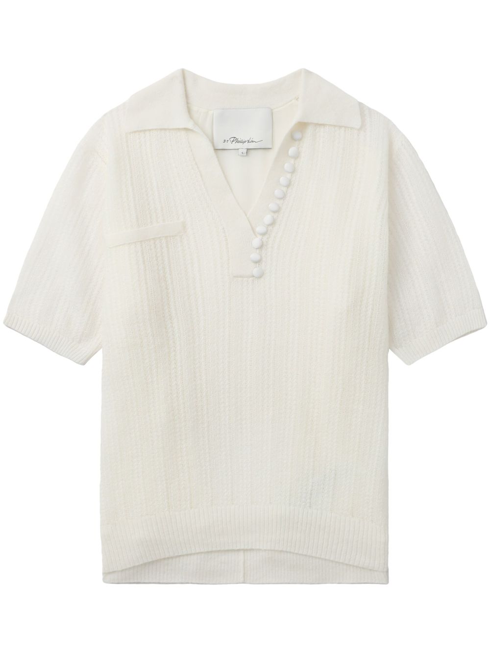 Layered polo top - White