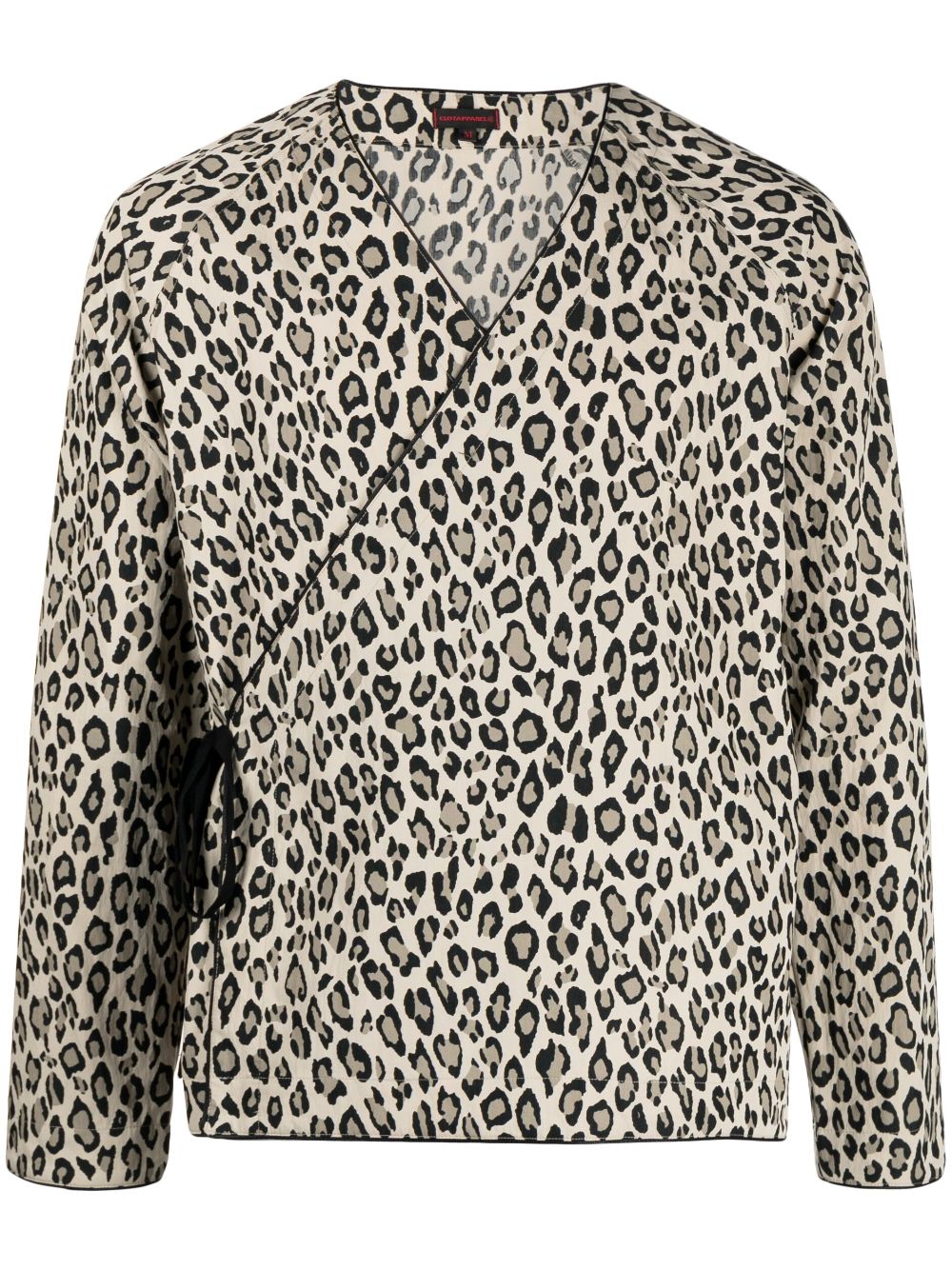 Leopard-print V-neck shirt - Green