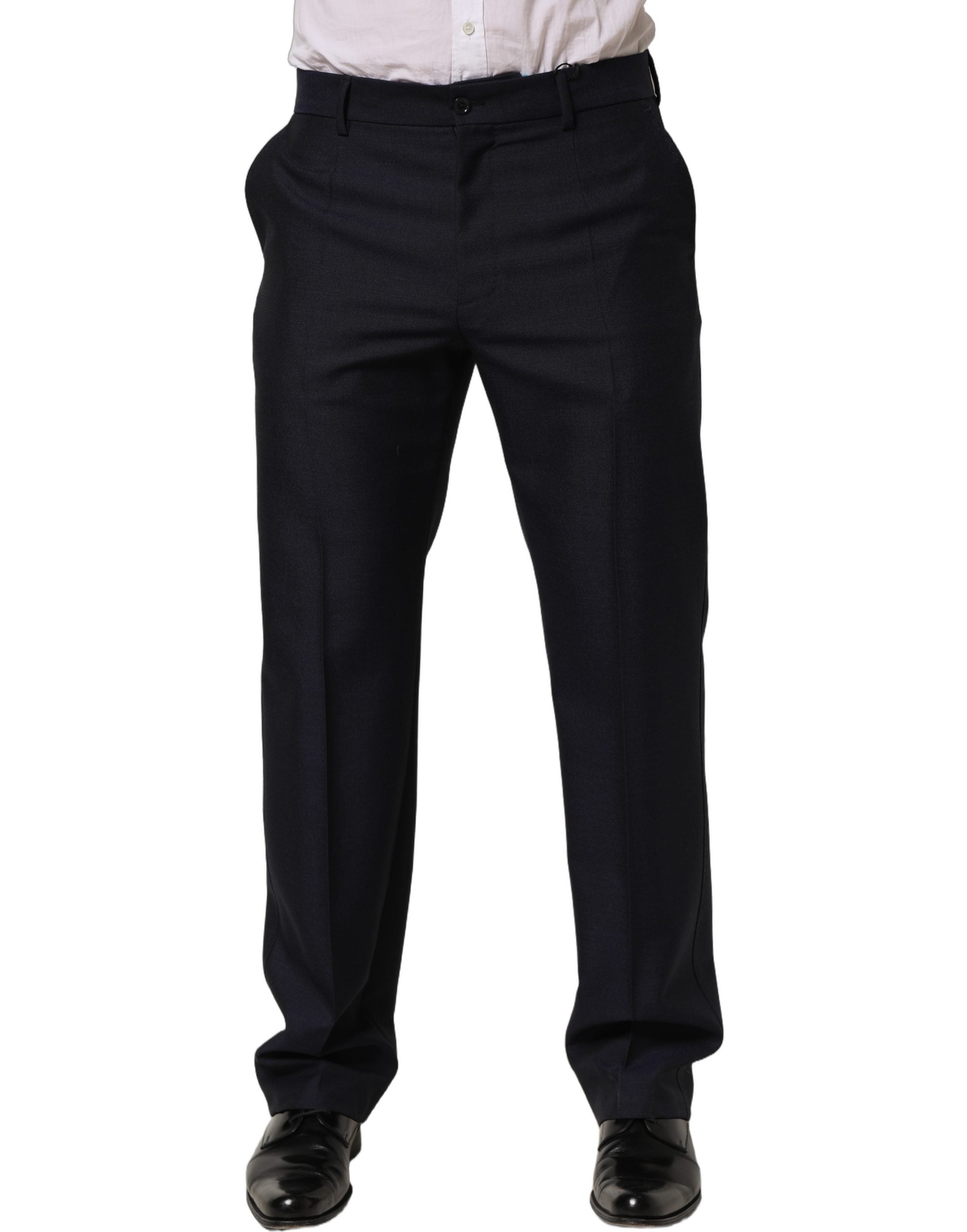 Wool-Mohair Tapered-Leg Dress Trousers — Black