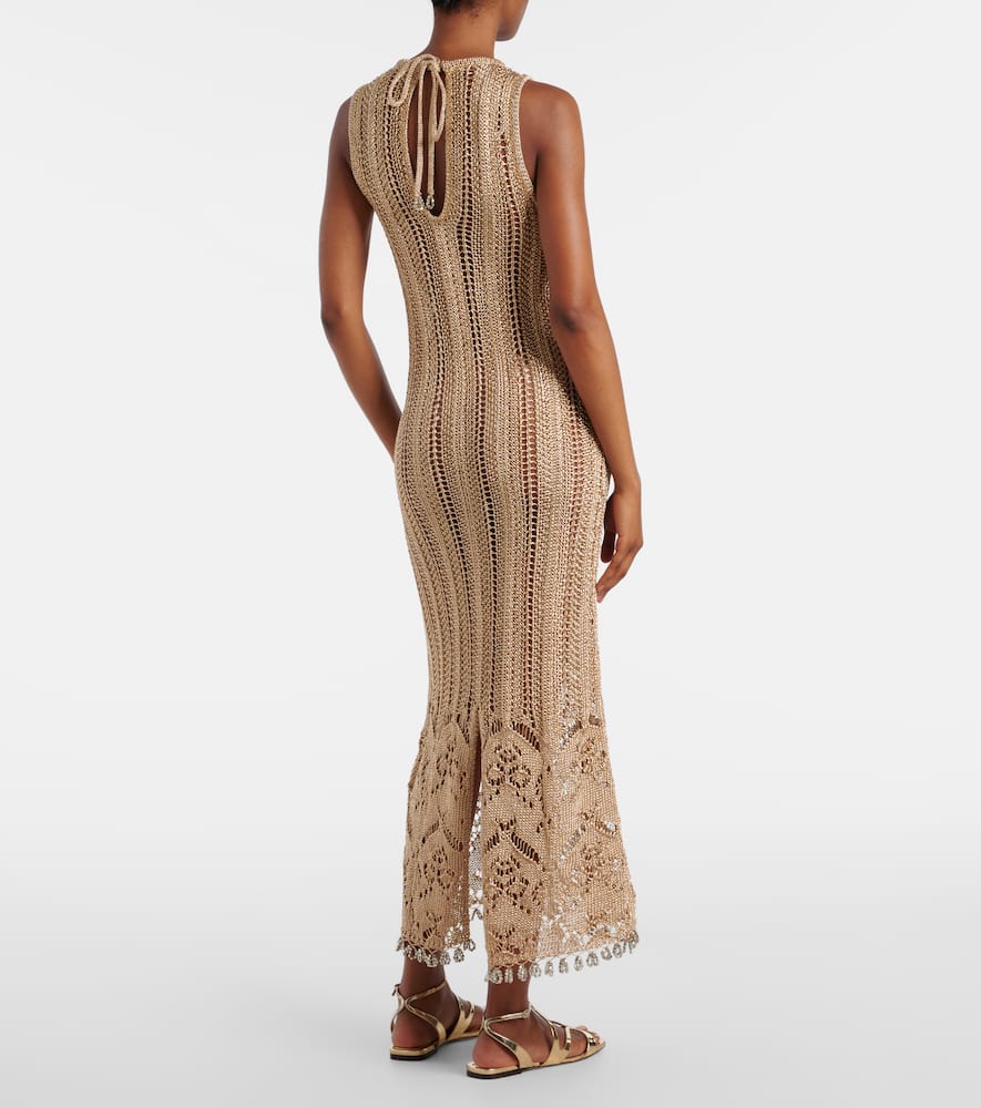 Crochet embellished midi dress