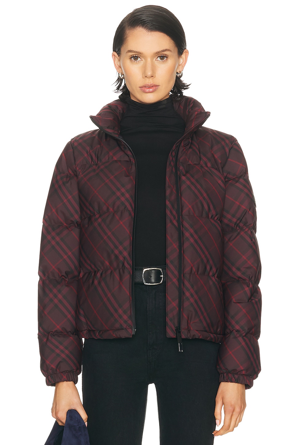 Burberry Ambleside Check Puffer in Wine Ip Check - Wine. XS also in L