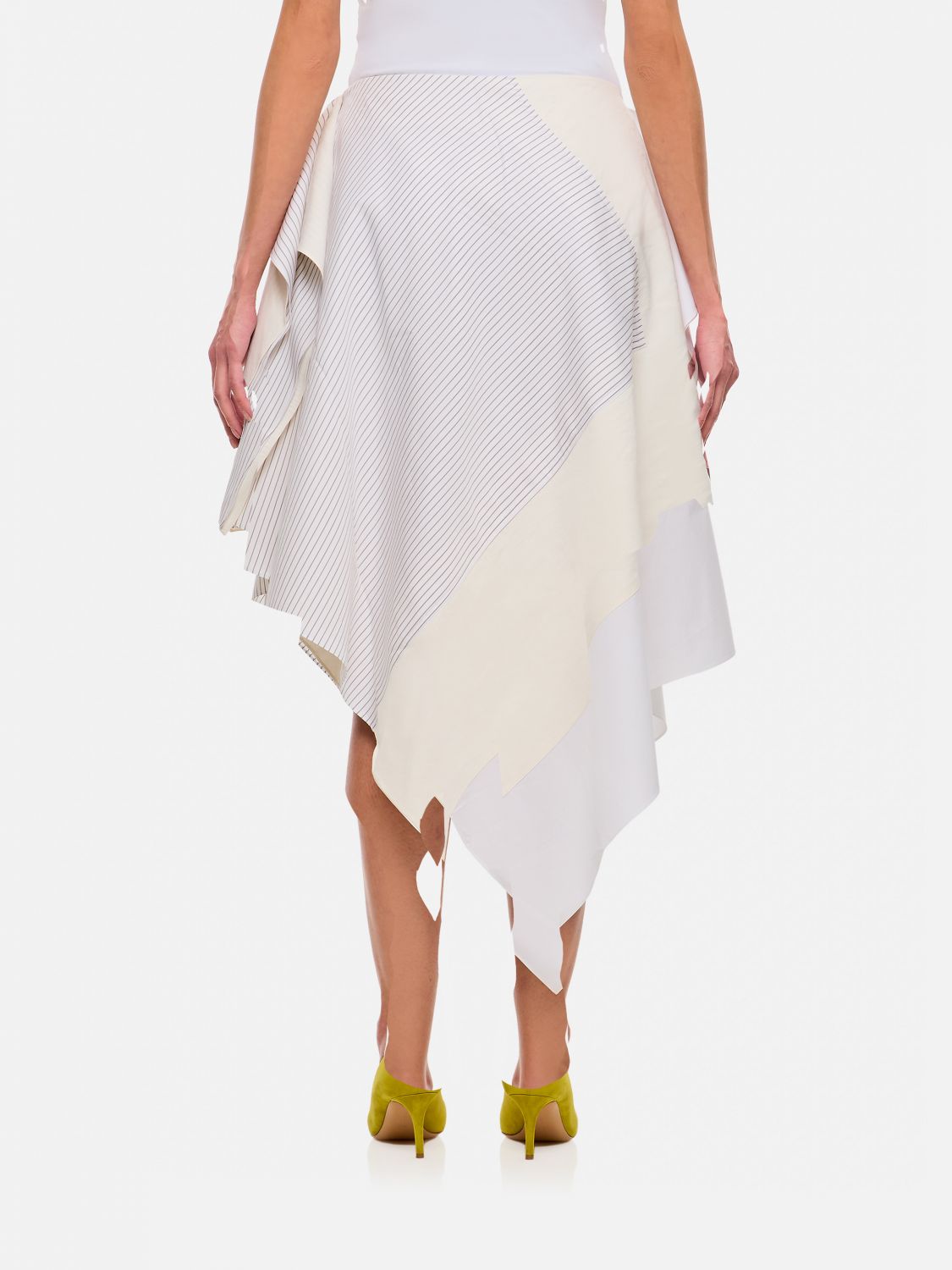 Asymmetric midi skirt - White