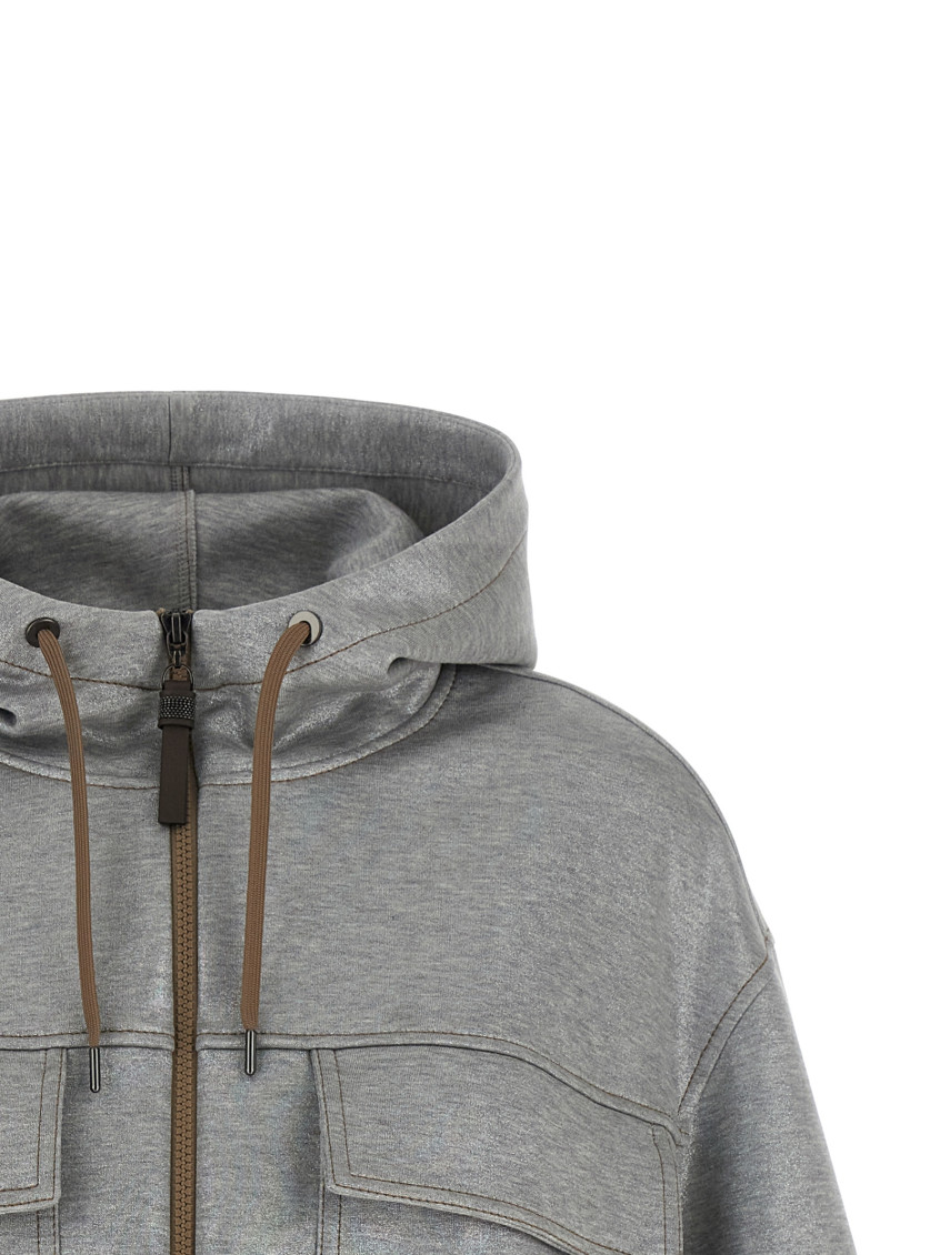 Brunello Cucinelli - hooded bomber jacket zipper detail pocket