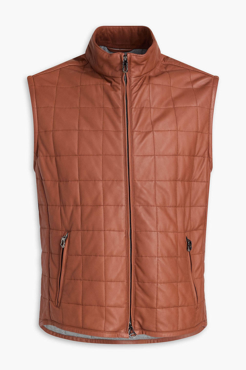 Quilted leather vest - Brown - IT 50