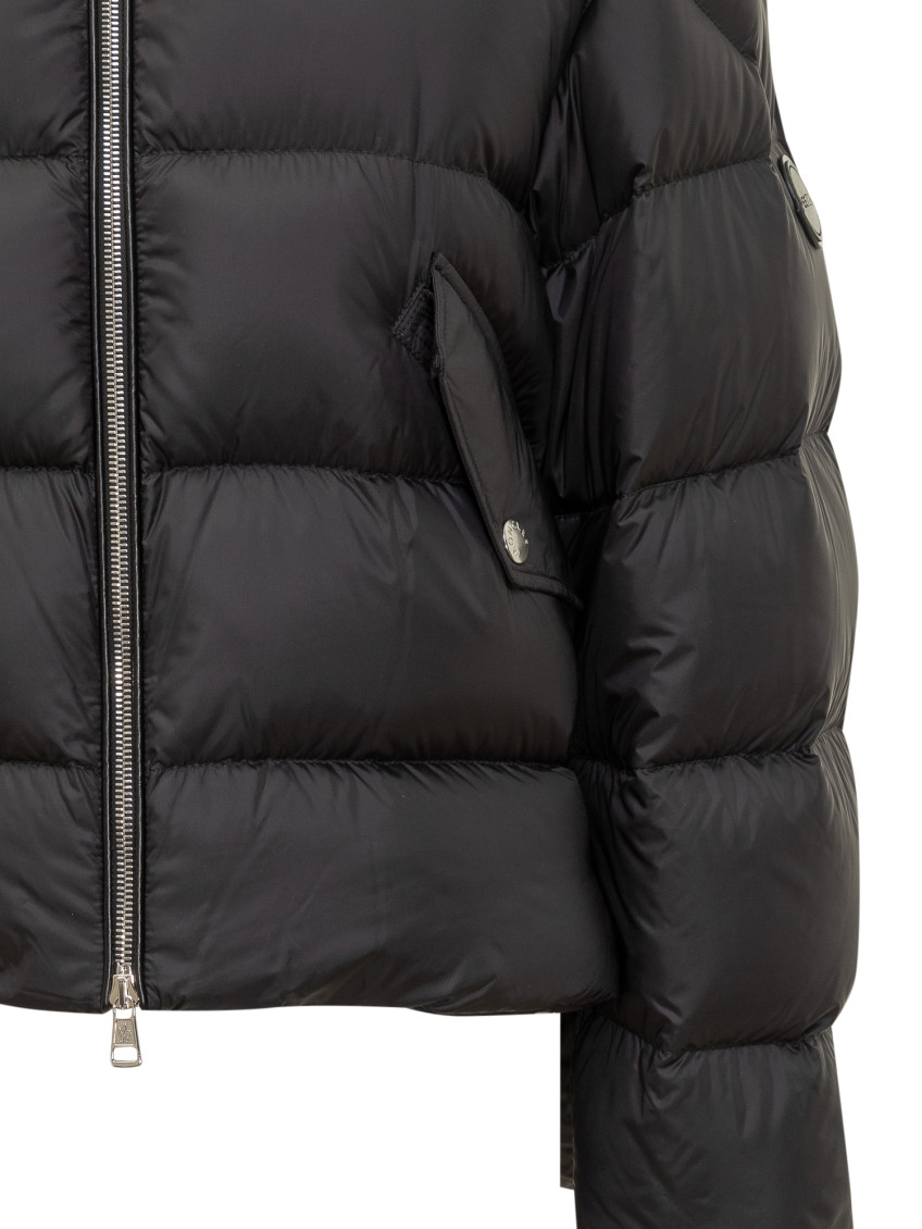 Black Quilted Mock Collar Jacket