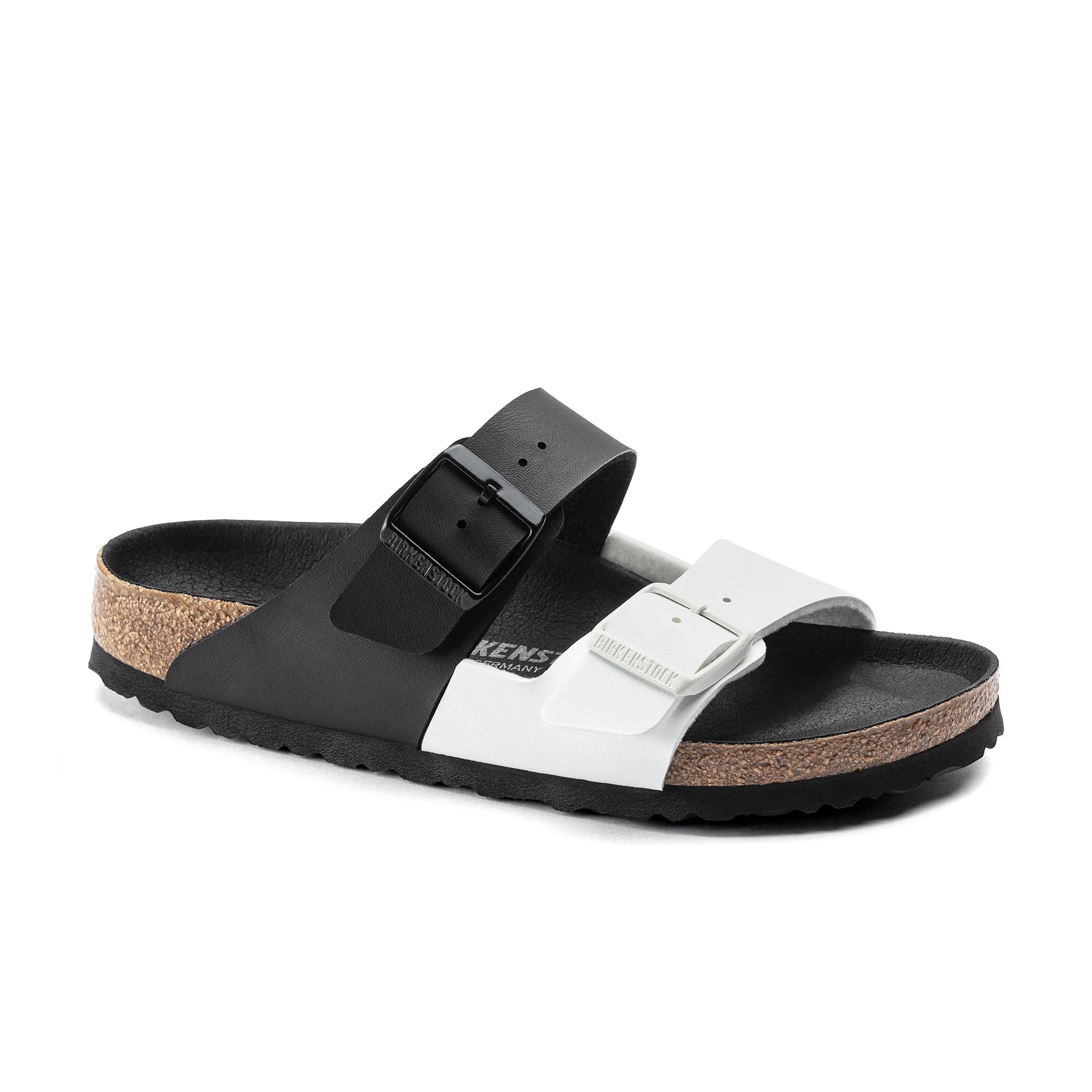 Arizona Split Birko-Flor Black / White Sandals