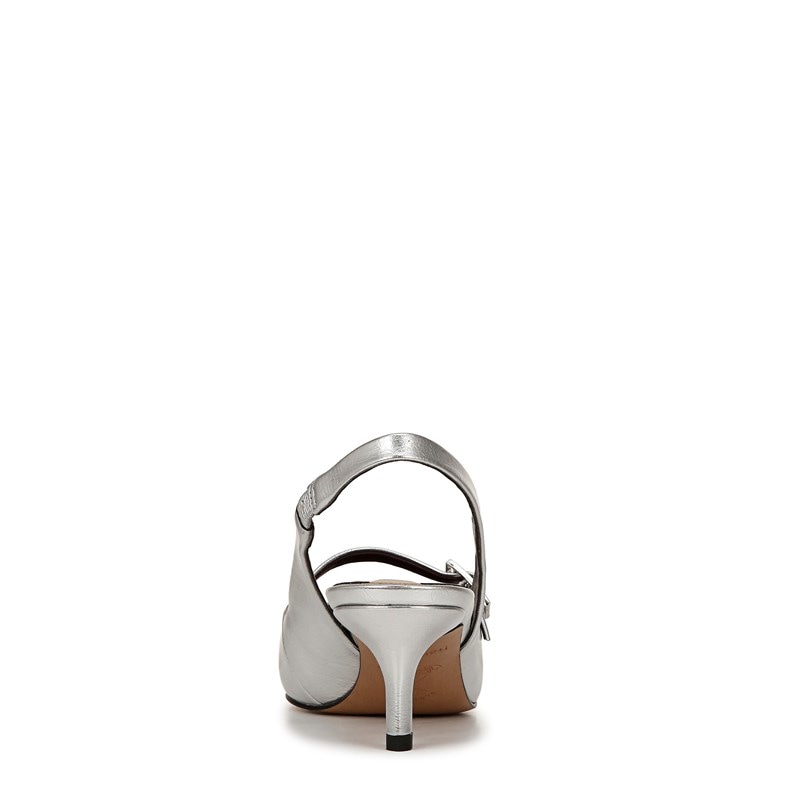 Women's Khloe Slingback Pump Shoes (Silver Faux Leather)
