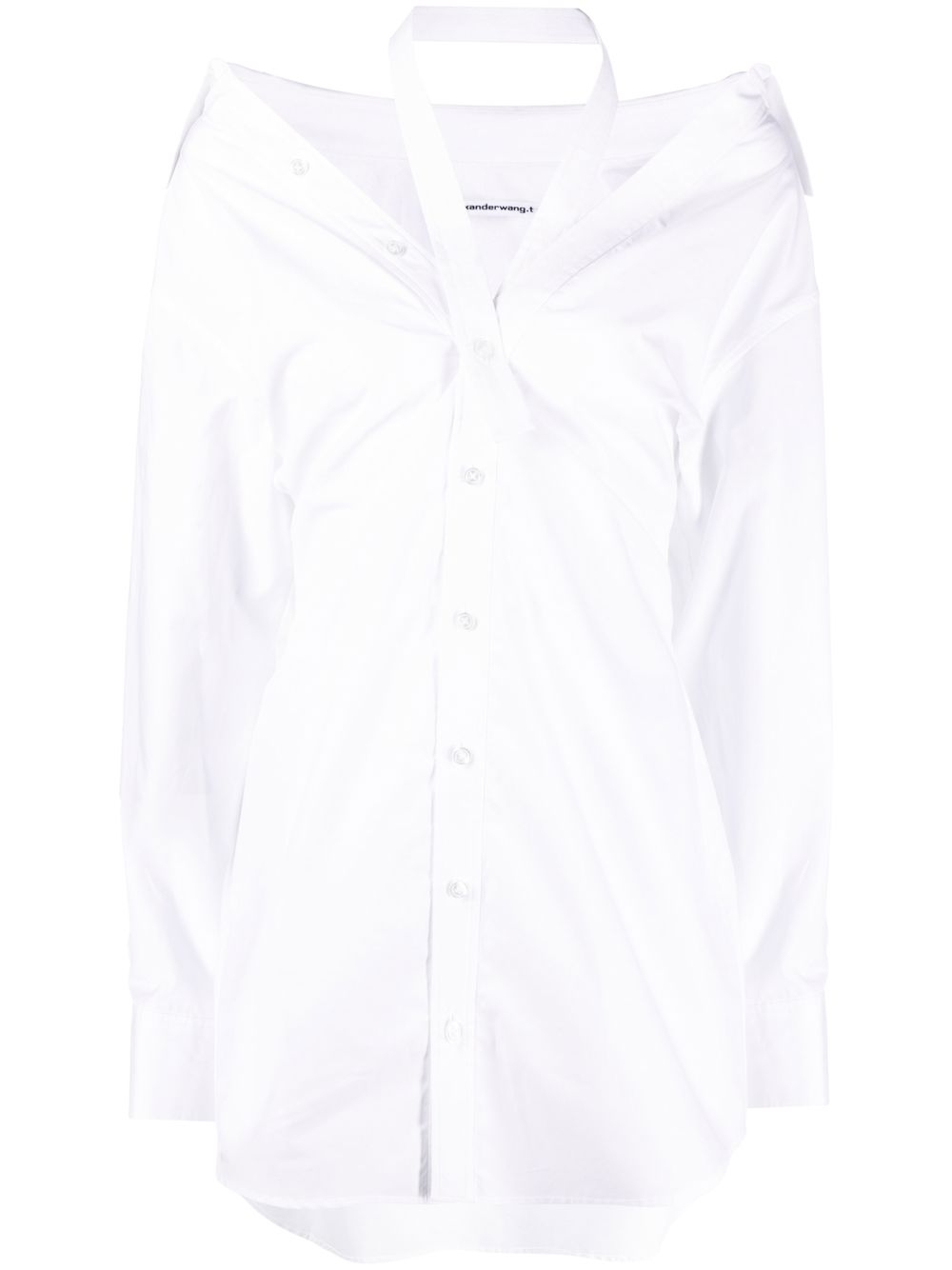 Off-shoulder shirt dress - White
