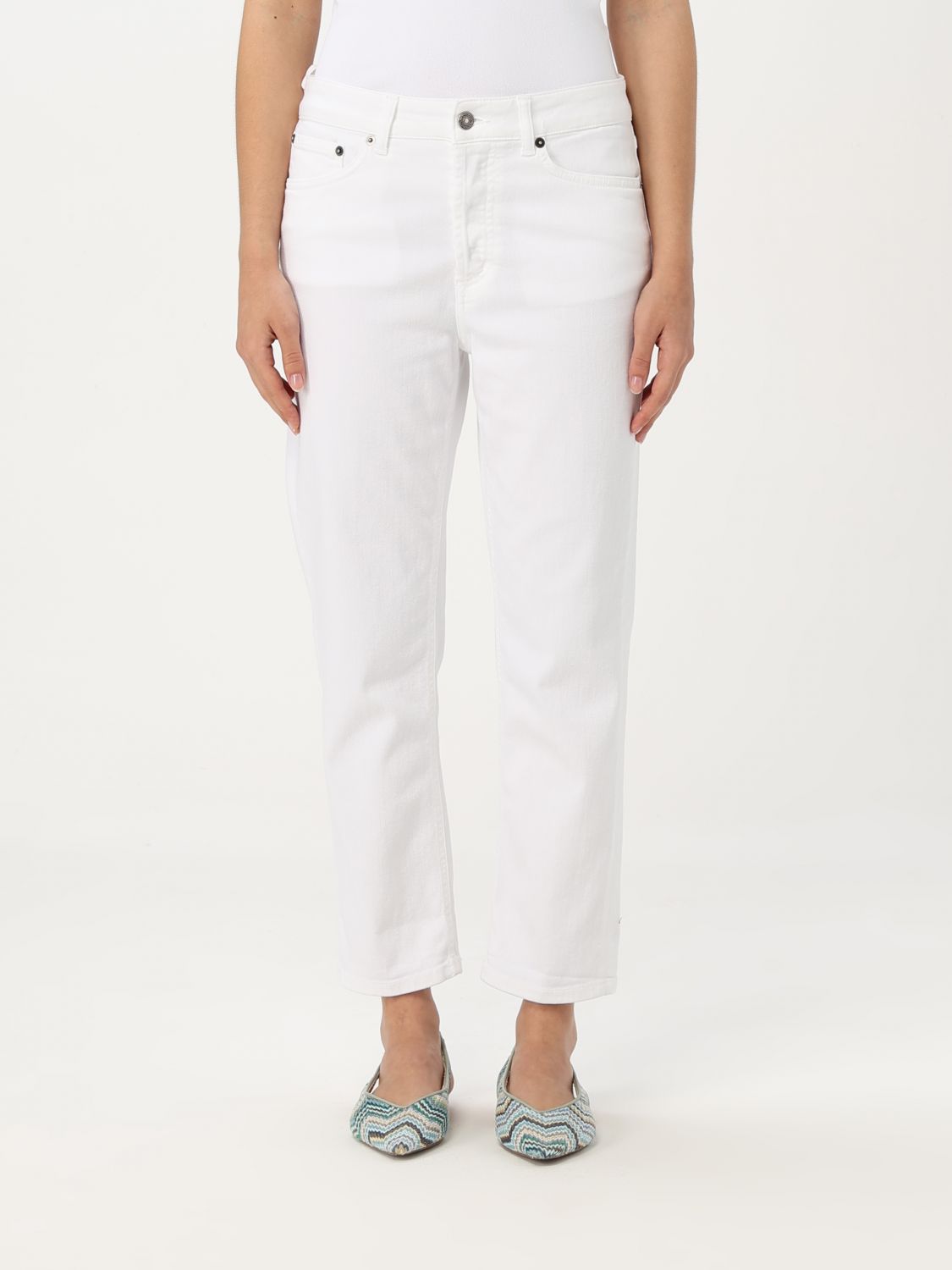 Cropped denim jeans - White