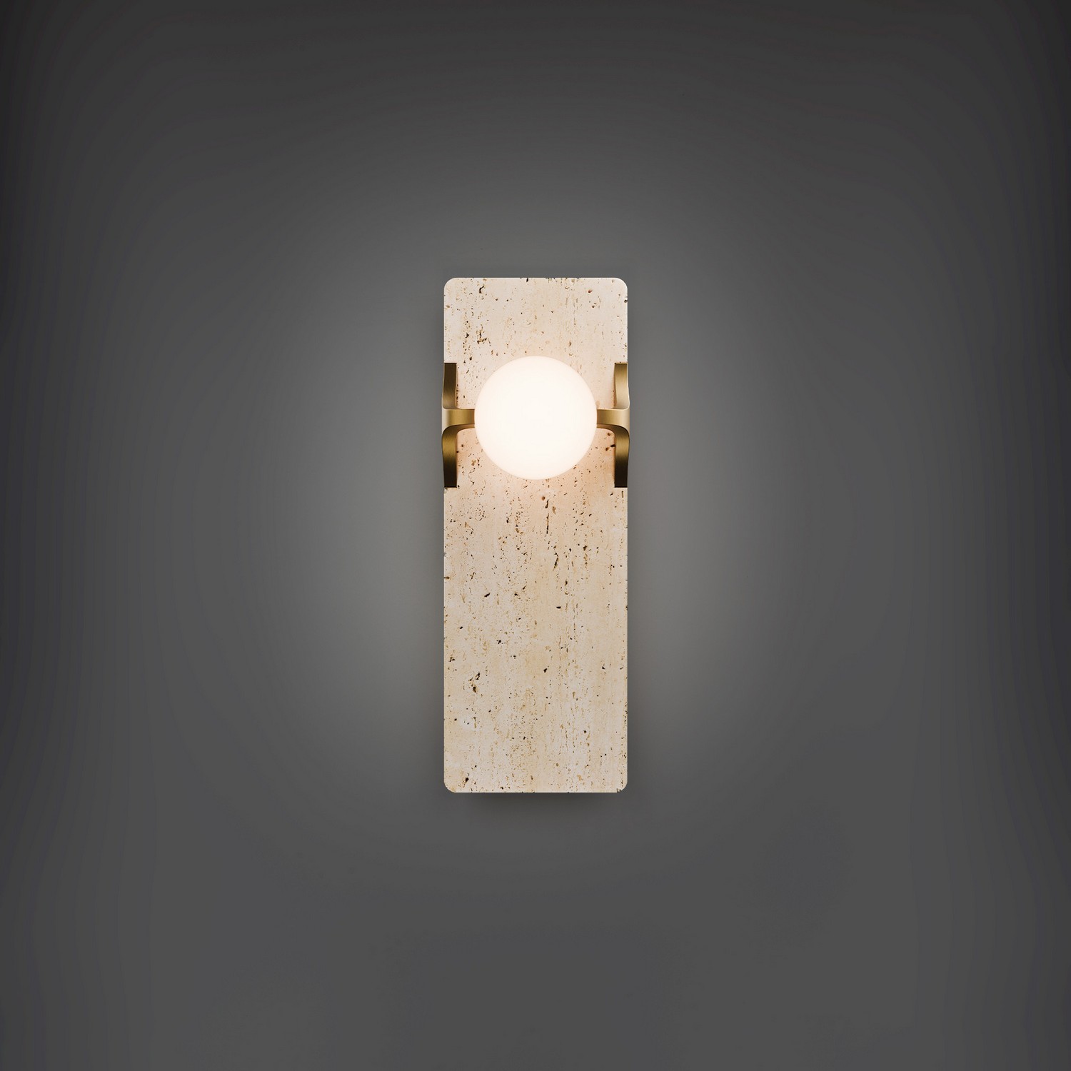 Beige Travertine Aged Brass LED Wall Sconce from the Okemo Collection