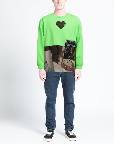 Man Sweatshirt Lime green Size 42 Polyester, Cotton, Polyamide