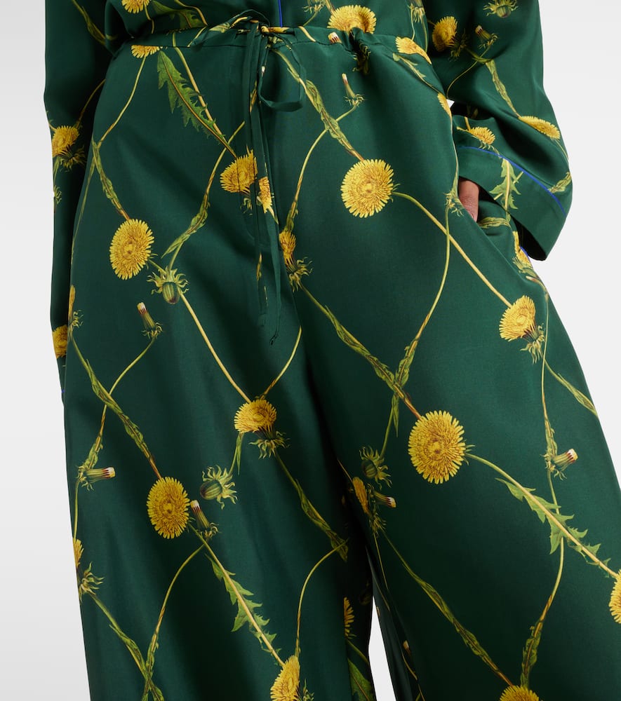 Floral silk pajama pants