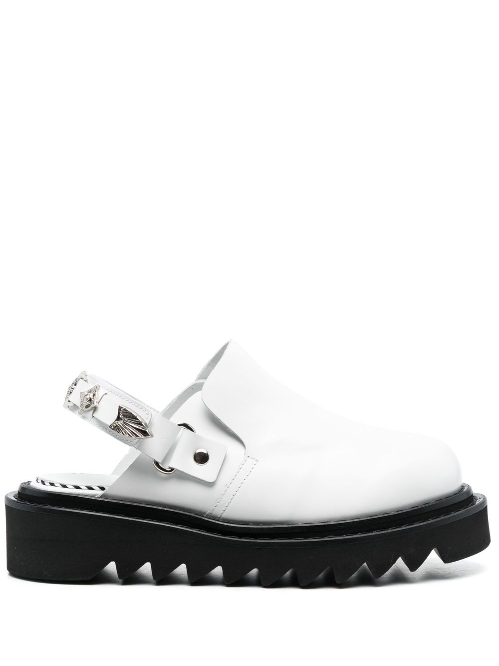 Buckled ankle-strap flat mules - White