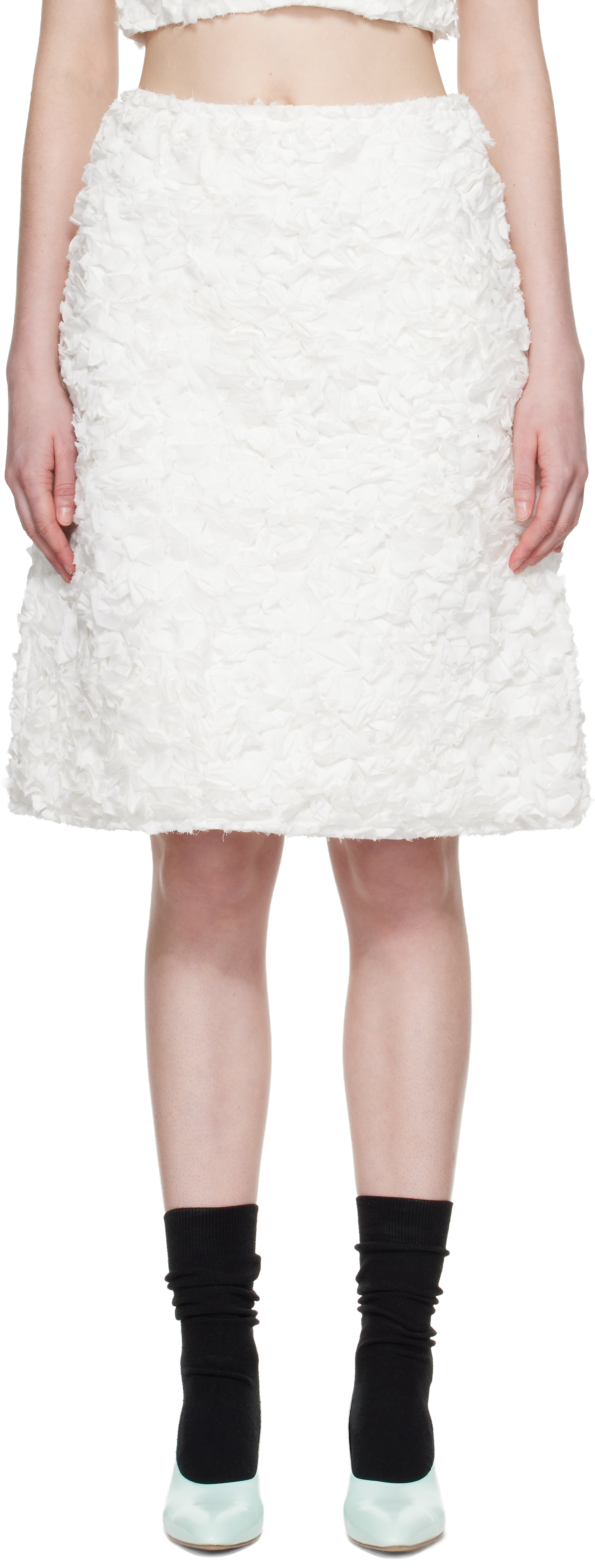 White A-Line Midi Skirt