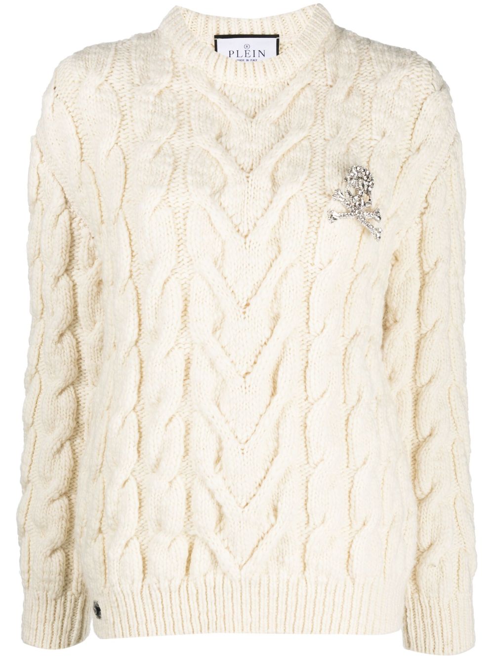 Long-sleeve cable-knit jumper - White