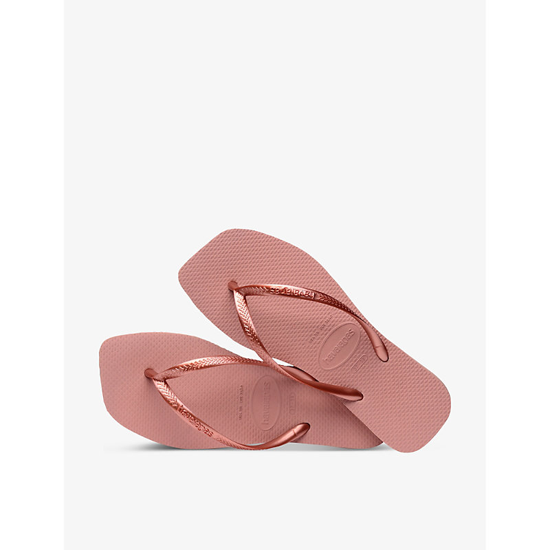 Womens Crocus Rose Slim Square-toe Rubber Flip Flops