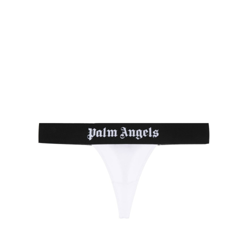 White Thong With Logo Band