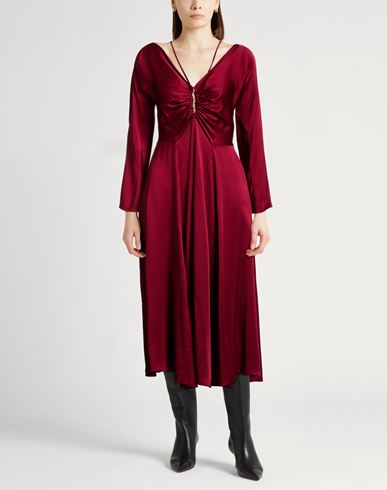 Woman Midi dress Burgundy Size 6 Acetate, Viscose