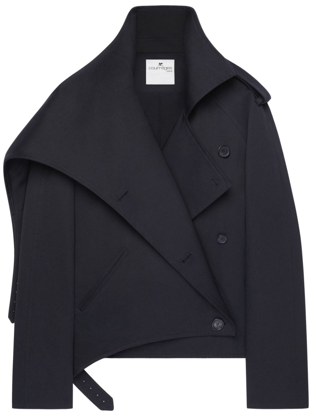 Short oblique trench coat - Black