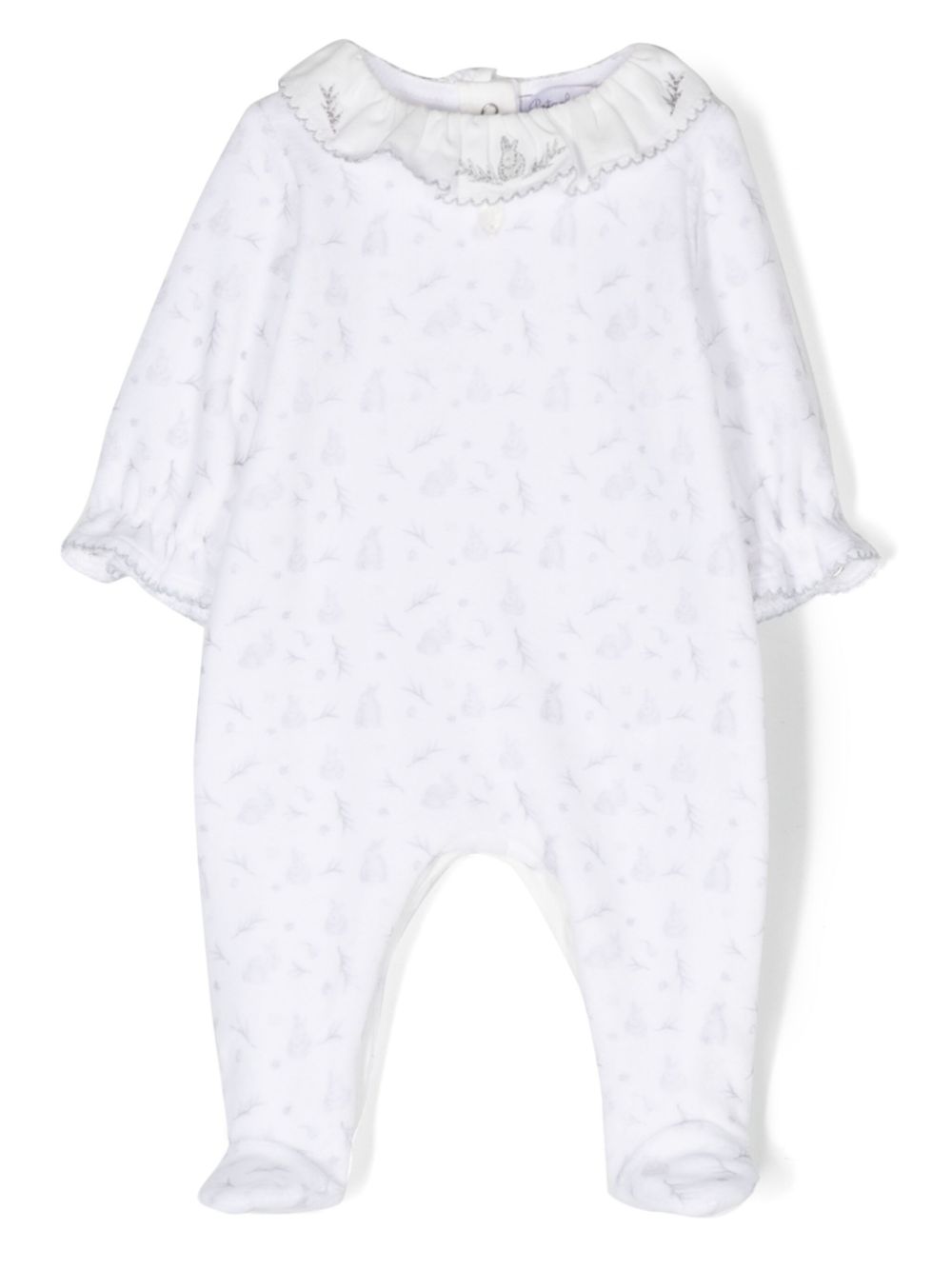 Motif-print scallop-collar pajamas - White