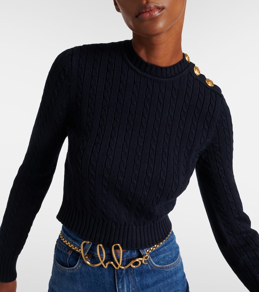Chloé Cropped cable-knit cotton sweater